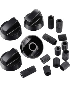 Jetec 4 Pack Black Universal Control Knobs Replacement With 12 Adapters For Ovenstoverange Please Check Carefully Whether The