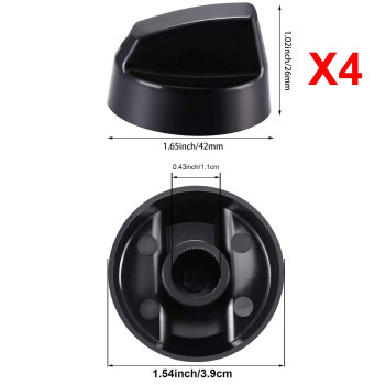 Jetec 4 Pack Black Universal Control Knobs Replacement With 12 Adapters For Ovenstoverange Please Check Carefully Whether The