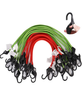 Xstrap Standard Heavy Duty Bungee Cords With Hooks 16Pk 24Inch Red 32Inch Green High Elastic Cord With Fingerhole For Hand Tr