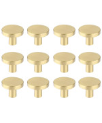 Rzdeal Round Cabinet Knobs Solid Brass Dresser Knobs Brushed Gold Cabinet Knobs For Kitchen Drawers12Pcs 11X078