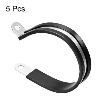 Uxcell 21263Mm Cable Clamp 304 Stainless Steel Rubber Cushioned Insulated Clamp R Shape Metal Clamp 5Pcs