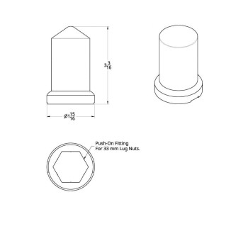 United Pacific 10117Cb Wheel Lug Nut Cover Set 33Mm X 3 316 Chrome Plastic Pointed Nut Cover With Flange Pushon