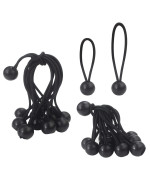 Luckkyme 24Pcs Heavy Duty Ball Bungee Cords 4 Inch And 6 Inch Canopy Tarp Tie Down Cord Black