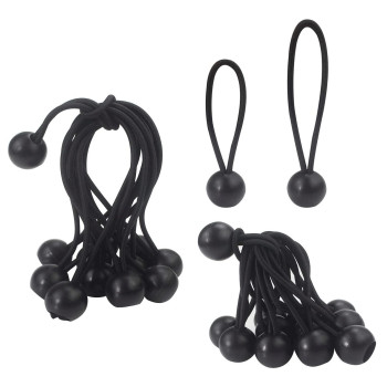 Luckkyme 24Pcs Heavy Duty Ball Bungee Cords 4 Inch And 6 Inch Canopy Tarp Tie Down Cord Black