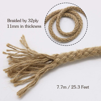 Tenn Well Braided Jute Rope 25 Feet 11Mm Thick Twine Rope For Crafting Cat Scratching Gardening Bundling And Macrame Project