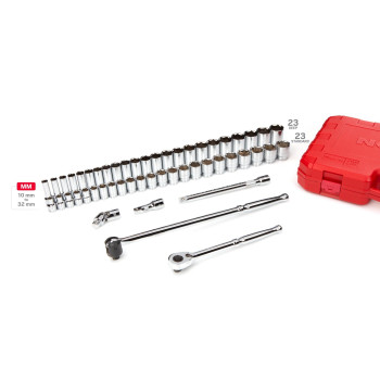 Tekton 12 Inch Drive 6Point Socket And Ratchet Set 51Piece 1032 Mm Skt25201