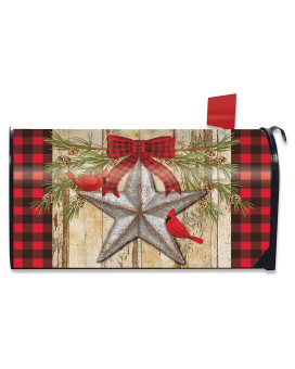 Briarwood Lane Festive Barnstar Winter Magnetic Mailbox Cover Primitive Cardinals Standard