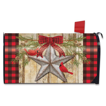 Briarwood Lane Festive Barnstar Winter Magnetic Mailbox Cover Primitive Cardinals Standard