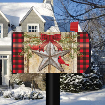 Briarwood Lane Festive Barnstar Winter Magnetic Mailbox Cover Primitive Cardinals Standard