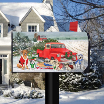 Briarwood Lane Holiday Dogs Christmas Magnetic Mailbox Cover Pickup Truck Humor Standard