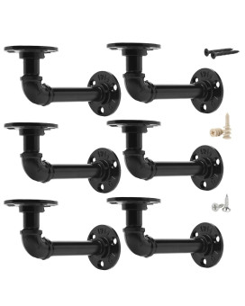 Pipe Shelf Brackets Set Of 6 Equason Industrial Iron Shelf Brackets Pipe Shelving Brackets For Custom Floating Shelves Diy Rusti