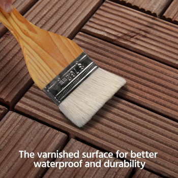 Yaheetech 27Pcs Wooden Decking Tiles 12 X 12In Hardwood Interlocking Patio Deck Tiles Composite Balcony Floor Covering For Platf