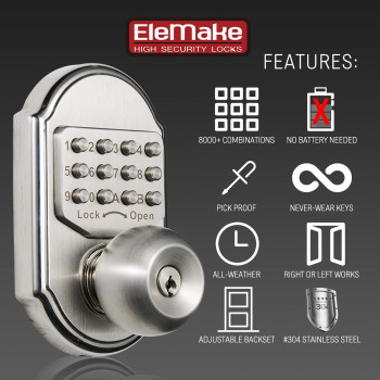 Megaflint Keyless Entry Door Lock Deadbolt Keypad Mechanical Stainless Steel Pass Code Or Key 100 Mechanical No Electronic