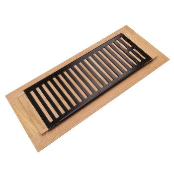 Razo Red Oak Wood Floor Register Drop In Vent Cover With Damper 4X12 Inch Duct Opening 34 Inch Thickness Unfinished