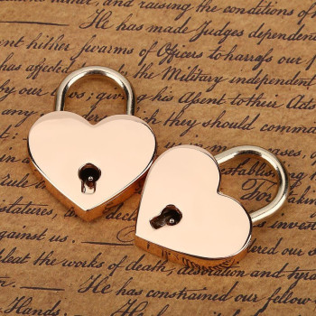 2Sets Mini Heart Shape Metal Padlock Vintage Antique Gold Lock With Keys For Luggage Diary Book Valentine Gift