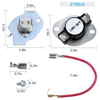 2024 Upgraded8544771 Wp8544771 Dryer Heating Element 279973 3392519 Thermal Fuse 279816 Thermostat Cut Off Compatible With Whi