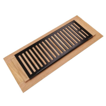 Razo White Oak Wood Floor Register Drop In Vent Cover With Damper 4X12 Inch Duct Opening 34 Inch Thickness Unfinished