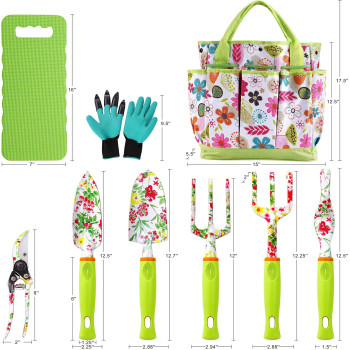 Naye Garden Tool Set Cute Gardening Gifts For Women Birthday Gifts For Mom Heavy Duty Tool Kit With Gloves Garden Tote Kneeling