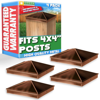 Greenlighting 4X4 Aluminum Pyramid Post Cap Cover Brown 4 Pack Fits 4X4 Nominal Wood True 35 X 35 Powder Coated Matte Outd