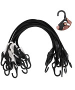 Xstrap Standard 10Pk Bungee Cords With Fingerhole Design Hooks Ensures 3Time Strength Comes In A Zippered Storage Bag Elasti