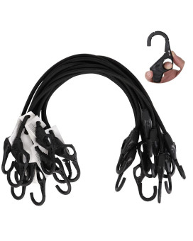 Xstrap Standard 10Pk Bungee Cords With Fingerhole Design Hooks Ensures 3Time Strength Comes In A Zippered Storage Bag Elasti