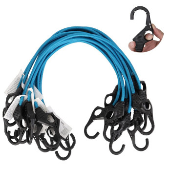 Xstrap Standard 10 Pack Bungee Cords With Fingerhole Hooks Ensures 3Time Strength Comes In A Zippered Storage Bag Elastic Fr