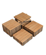 Yaheetech 27Pcs Interlocking Patio Deck Tiles Outdoor Flooring For Garden Poolside Fir Wood Indoor Natural Wood