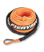 FIERYRED Synthetic Winch Rope Cable Kit 3/16inch 50FT 8500lbs Winch Line Replacement with Protective Sleeve for 4WD Off-Road Vehicle SUV, Orange