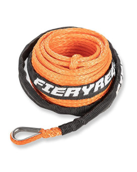 FIERYRED Synthetic Winch Rope Cable Kit 3/16inch 50FT 8500lbs Winch Line Replacement with Protective Sleeve for 4WD Off-Road Vehicle SUV, Orange