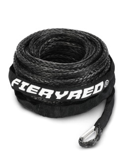 FIERYRED Synthetic Winch Rope Cable 3/16inch 50FT 8500lbs Winch Line Replacement with Protective Sleeve for 4WD Off-Road Vehicle ATV UTV, Black