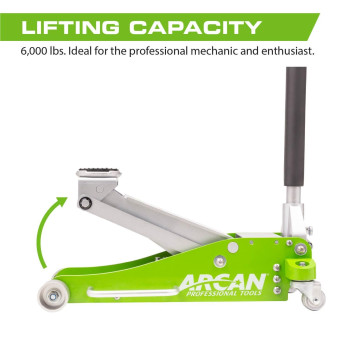 Arcan Tools 3 Ton 6 000 Lbs Hybrid Heavy Duty Aluminum And Steel Low Profile Floor Jack With Dual Pistons Reinforced Lifting