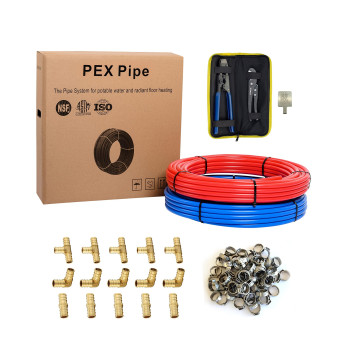 Efield 12 Inch 200 Ft Pexb Pipetubing 2 X100 Ft Blue Red Pex Fittings 15 Crimp Tool Clamps And Cutter Combo Kit