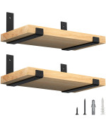 Luckin 10 Inch Wall Shelf Brackets Fit 925 Board 4Pack Heavy Duty Black Iron Garage Kitchen Bathroom Floating Shelf Ha