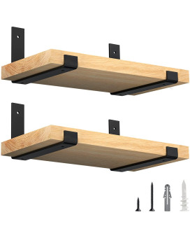 Luckin 10 Inch Wall Shelf Brackets Fit 925 Board 4Pack Heavy Duty Black Iron Garage Kitchen Bathroom Floating Shelf Ha