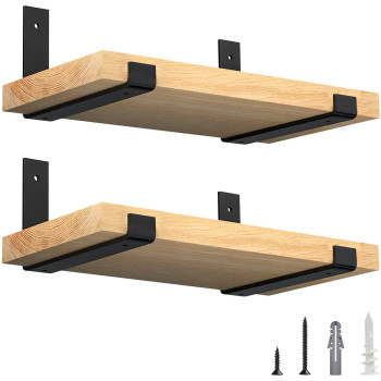 Luckin 10 Inch Wall Shelf Brackets Fit 925 Board 4Pack Heavy Duty Black Iron Garage Kitchen Bathroom Floating Shelf Ha