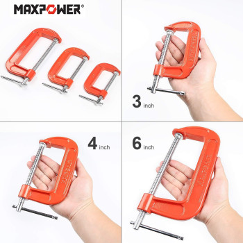 Maxpower 4Pieces C Clamps Set 6 Inch C Clamp Up To 6Inch Jaw Opening 234 Inch Throat Depth