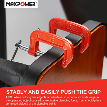 Maxpower 4Pieces C Clamps Set 4 Inch C Clamp Up To 4Inch Jaw Opening 214 Inch Throat Depth