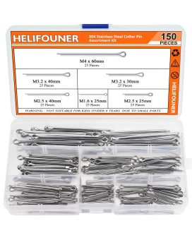 Helifouner 150 Pieces 304 Stainless Steel Cotter Pin Assortment Kit