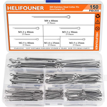 Helifouner 150 Pieces 304 Stainless Steel Cotter Pin Assortment Kit