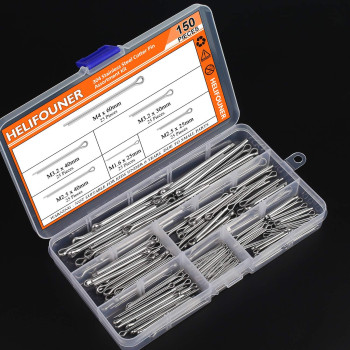 Helifouner 150 Pieces 304 Stainless Steel Cotter Pin Assortment Kit