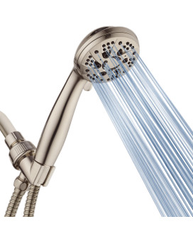 Aquadance High Pressure 6Setting Full Brushed Nickel Handheld Shower Head With Stainless Steel Hose Officially Independently T