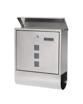 Parrency Stainless Steel Mailboxes With Key Lock Wall Mounted Large Capacity Mailbox With Newspaper Compartment Silver 154