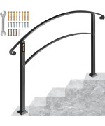 Happybuy Handrails For Outdoor Steps Fit 1 Or 5 Steps Outdoor Stair Railing Black Wrought Iron Handrail Flexible Front Porch