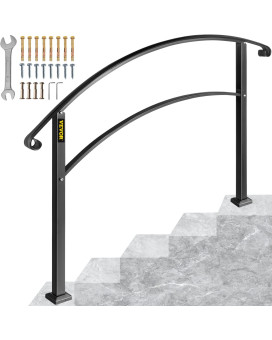 Happybuy Handrails For Outdoor Steps Fit 1 Or 5 Steps Outdoor Stair Railing Black Wrought Iron Handrail Flexible Front Porch