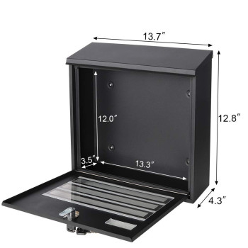 Mailboxes With Key Lock Wall Mounted Large Capacity Mailbox Black 136 X 43 X 128 Inch