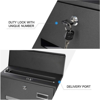 Mailboxes With Key Lock Wall Mounted Large Capacity Mailbox Black 136 X 43 X 128 Inch