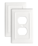 Monarch Abode 19062 Single Switch Architectural Duplex Aluminum Decorative Wall Plate Switch Plate Outlet Cover 1Gang White