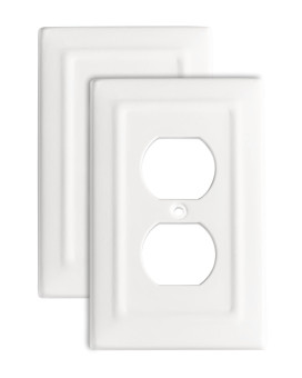 Monarch Abode 19062 Single Switch Architectural Duplex Aluminum Decorative Wall Plate Switch Plate Outlet Cover 1Gang White