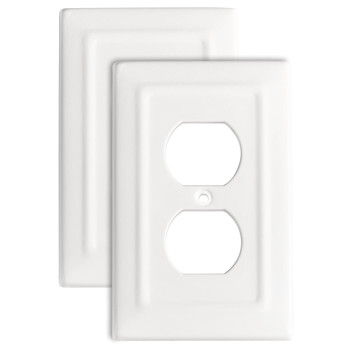 Monarch Abode 19062 Single Switch Architectural Duplex Aluminum Decorative Wall Plate Switch Plate Outlet Cover 1Gang White