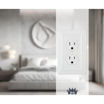 Monarch Abode 19062 Single Switch Architectural Duplex Aluminum Decorative Wall Plate Switch Plate Outlet Cover 1Gang White